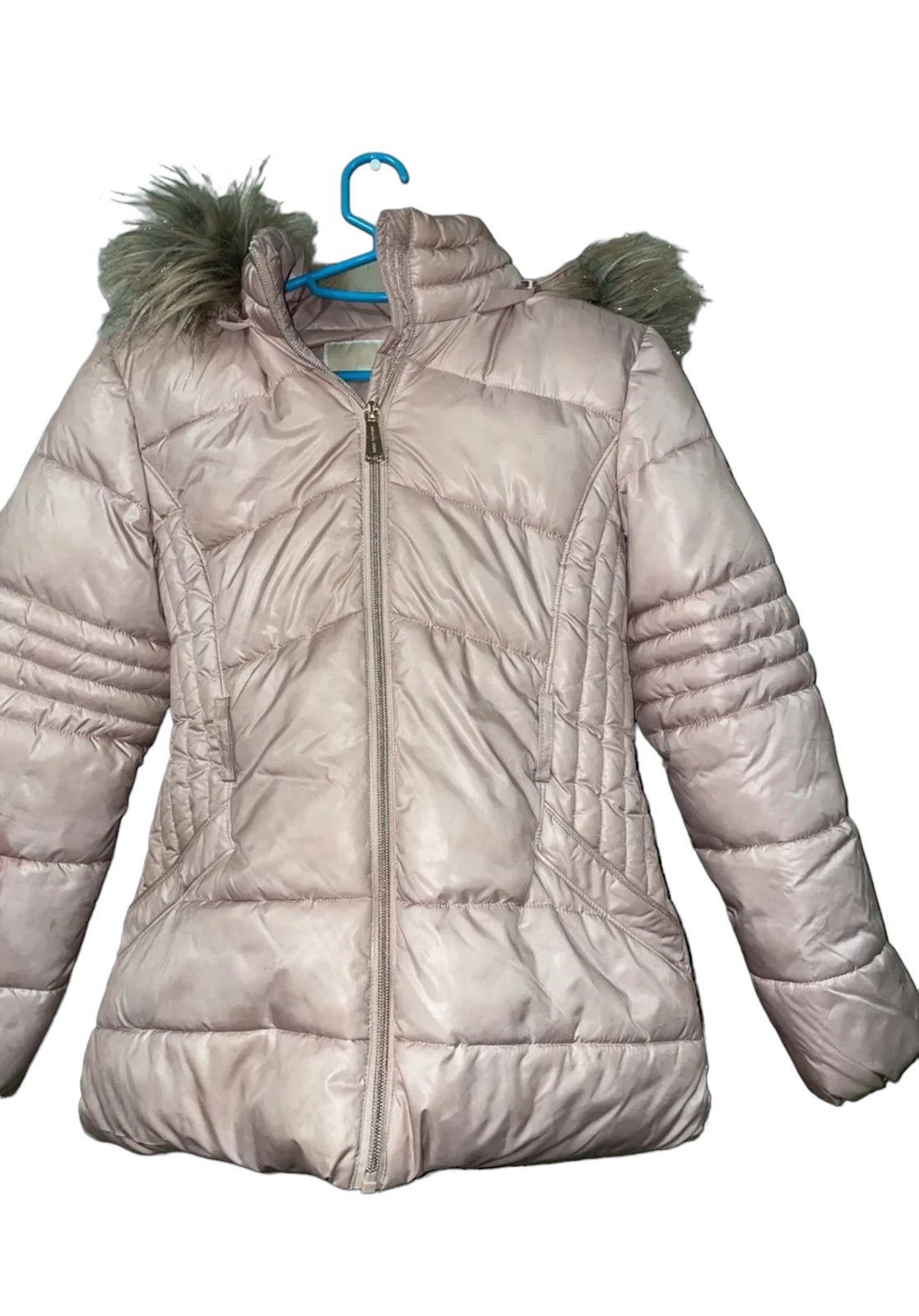 Michael Kors Girl Puffer Parka Jacket Size 10/12 Pink Full Zip Solid Hooded Long