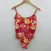Roxy Juniors Size XL Sea Spray Hibiscus Printed One Piece Swimsuit Red 110 2588