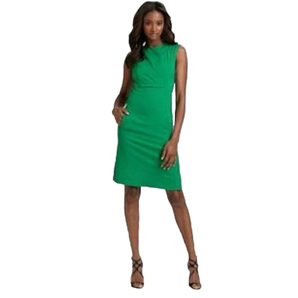 Diane Von Furstenberg Kelly Green Metador 2 Wool Stretch Sleeveless Dress Size 6