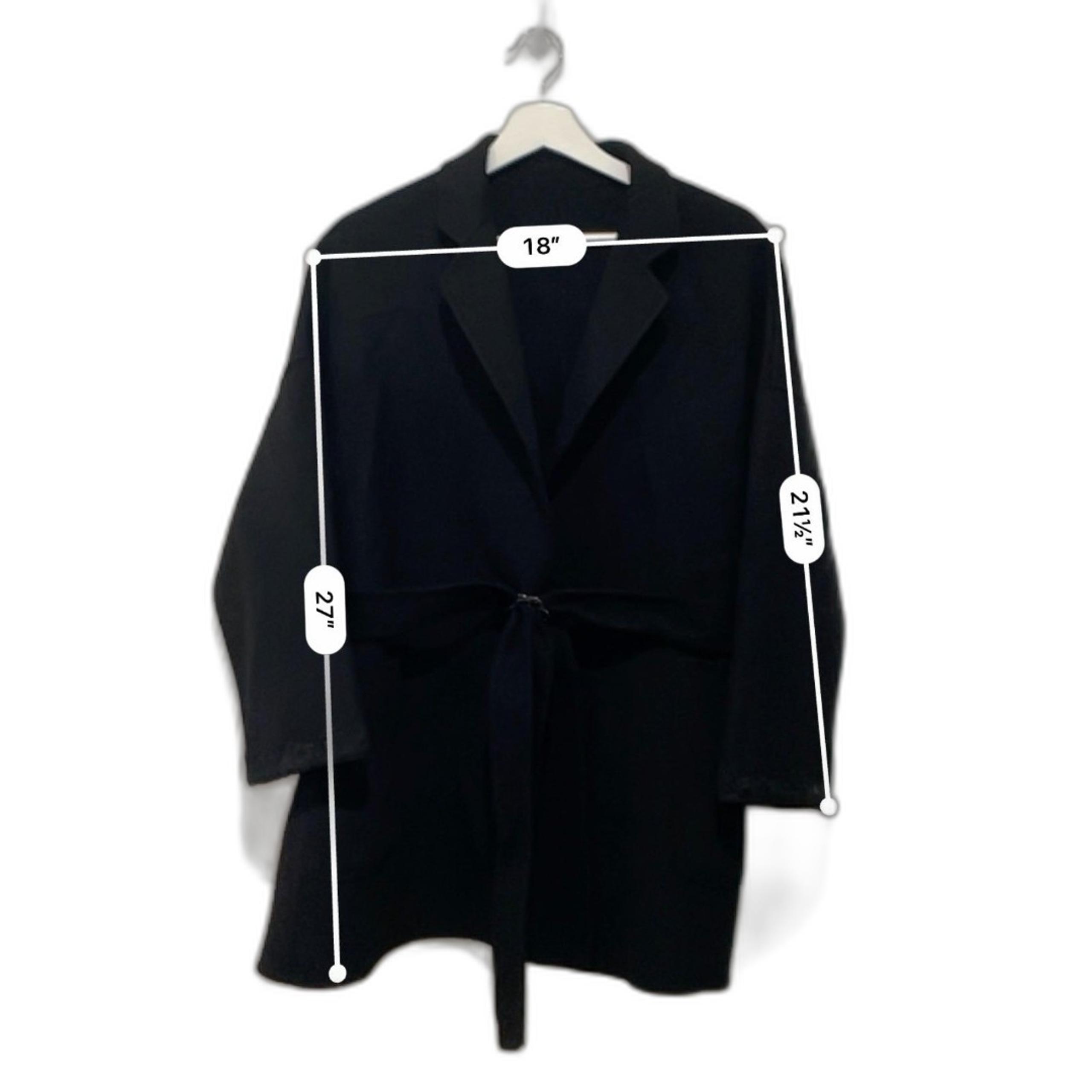Women’s Wool Cashmere Blend Coat – Lace Cuff, Belted Wrap Jacket – Black