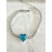 Cubic zirconia blue heart tennis bracelet