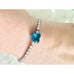 Cubic zirconia blue heart tennis bracelet