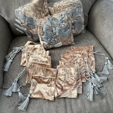 70 champagne gold crushed velvet drawstring favor bags