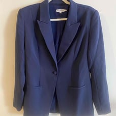 Good American Navy Blue Single Button Lapel Blazer Size Small (1) *missing belt*