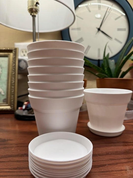 Small Plant Pots Plastic Planters with Tray and Drainage Holes, 9 Pack