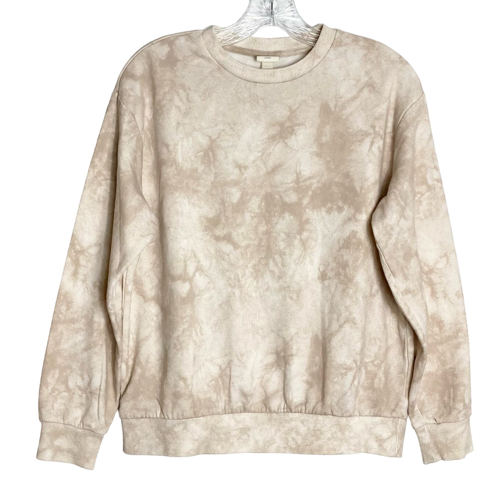 NWOT H&M LOGG Sweatshirt S Beige Marble Tie Dye Crewneck Long Sleeve Cotton Poly