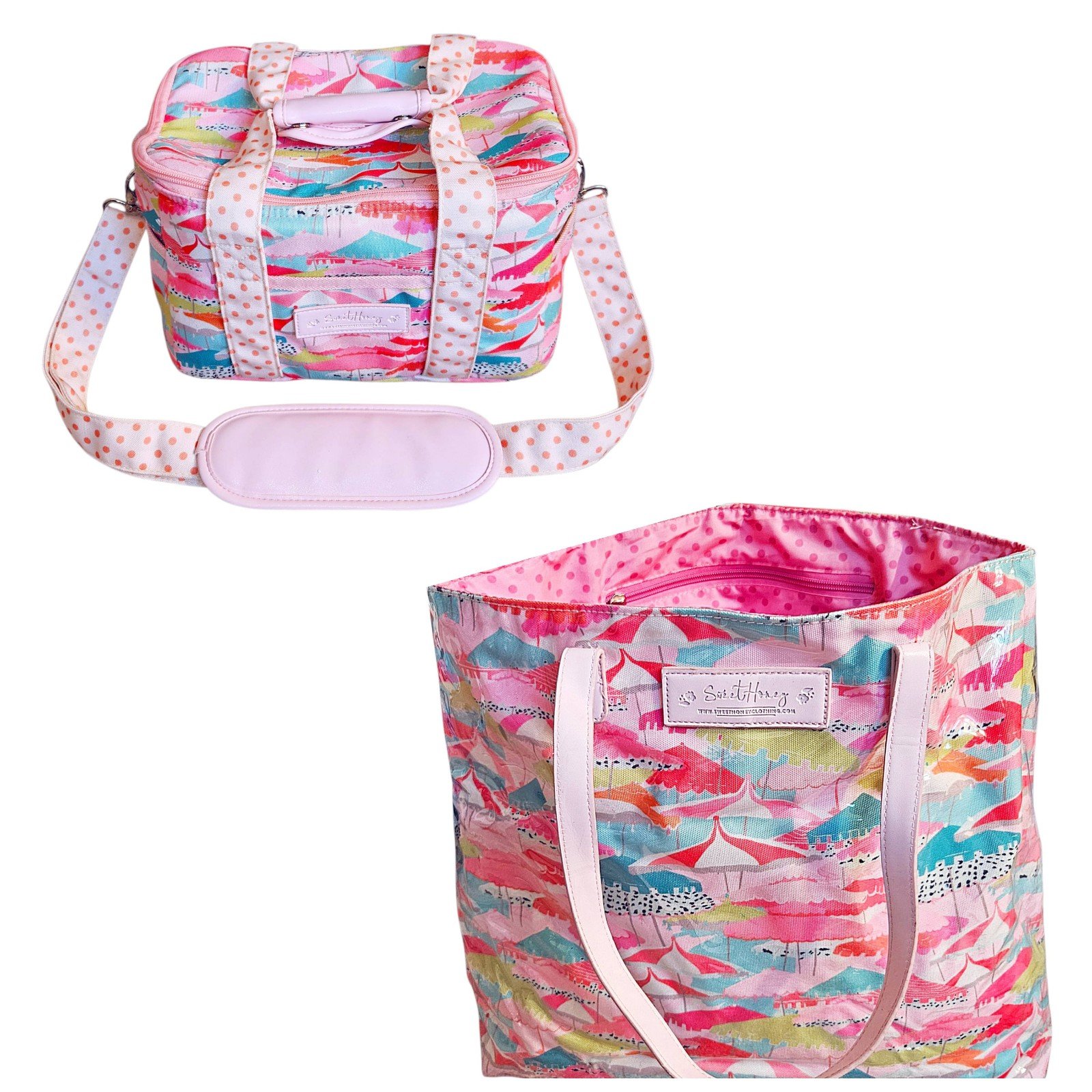 Matching SweetHoney Plastic Coated Beach Bag and Insulated Cooler Tote