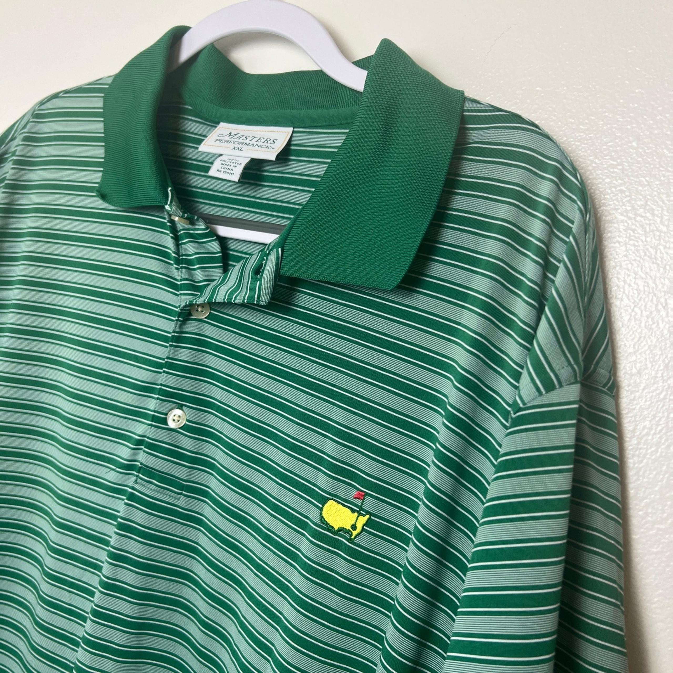 Masters Performance Golf Polo Shirt Green Striped Athletic XXL