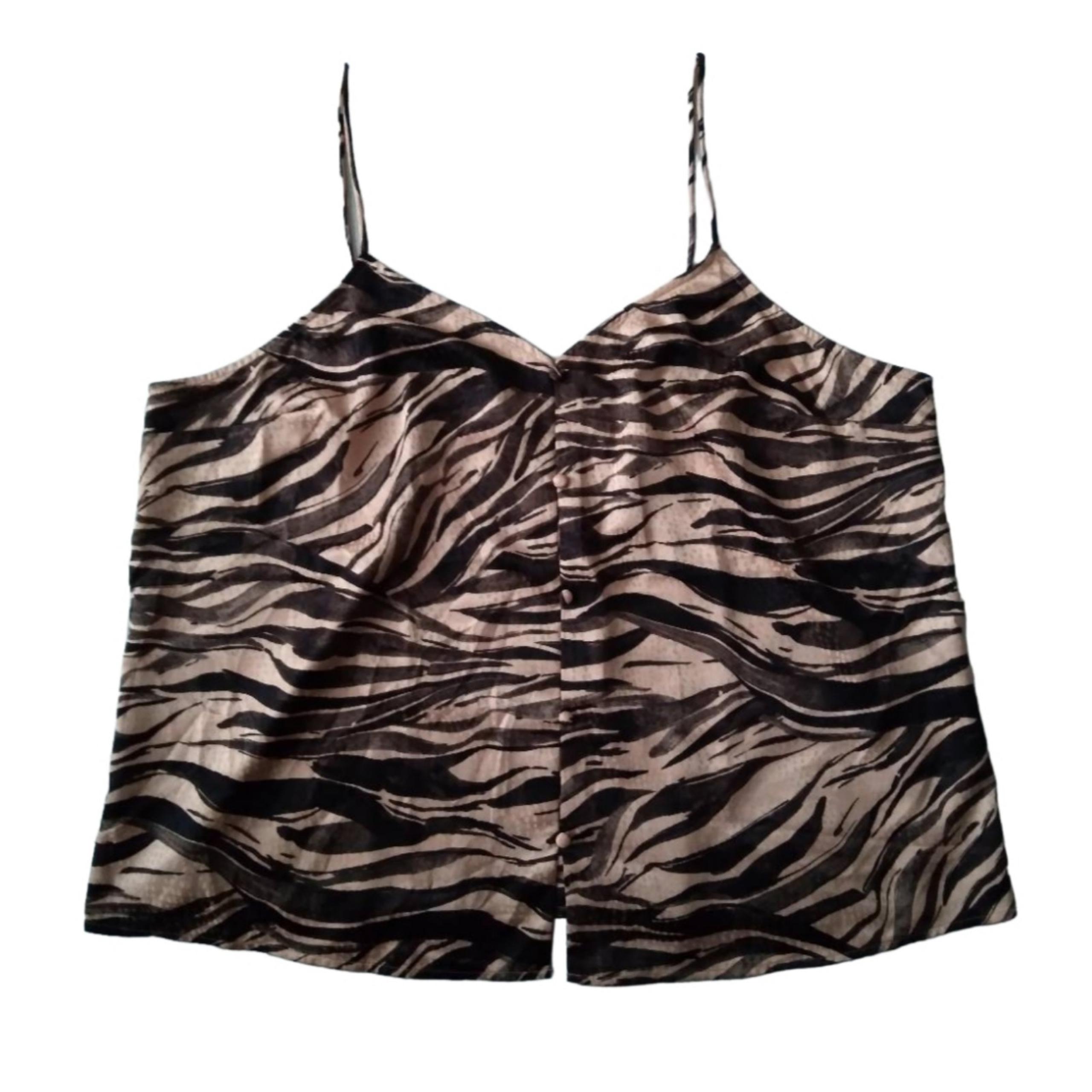 Nine West Plus Size Tan and Black Zebra Print Lightweight Camisole Women's XXL