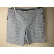 Saltwater Mens Bermuda Shorts Light Blue White Stripes Logo Size 40