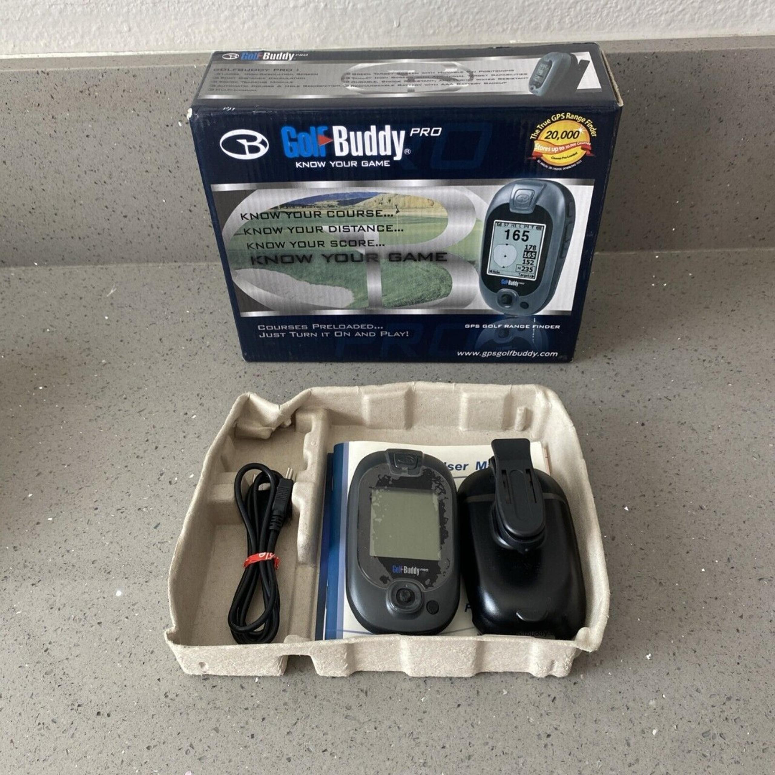 Golf Buddy Tour pro GPS Rangefinder with Charger and Belt Clip DSC-GB200 Tested