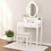 Dressing table, makeup mirror, 4 drawers, table with chairs