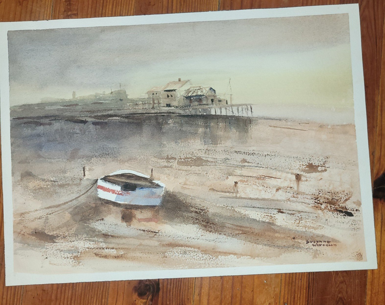 Painting original watercolor signed Suzanne wilkenson 11 x14 2 sides