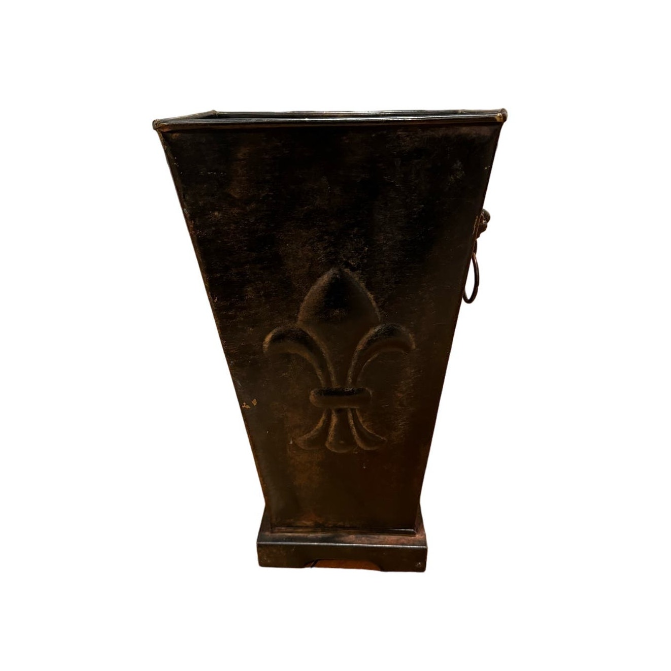 GORGEOUS Vintage Metal Vase/Planter/Wastebasket Fleur De Leis Lionhead