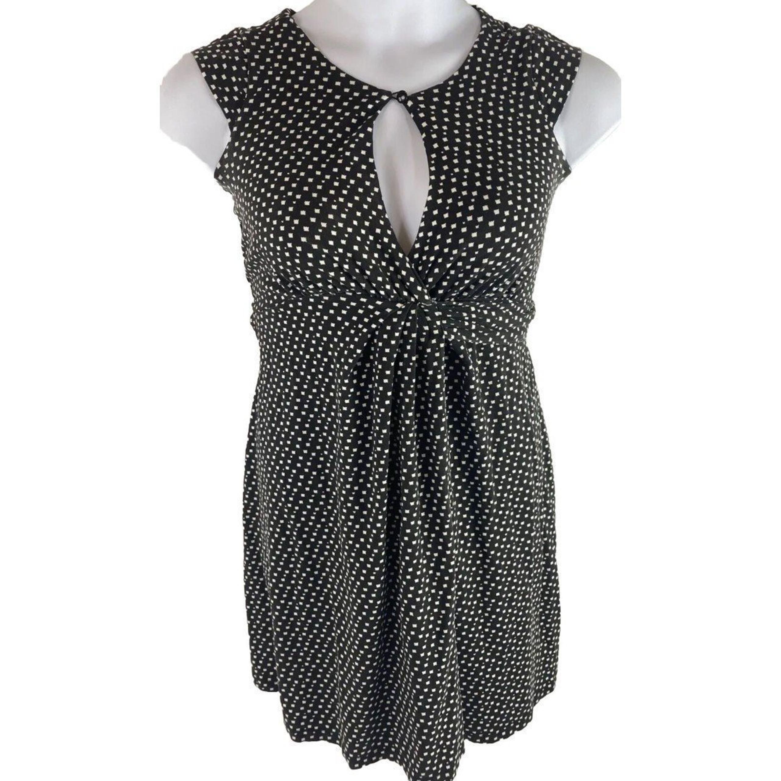 Seraphine Women’s 6 Black Maternity Nursing True Wrap Dress Dots Keyhole Neck