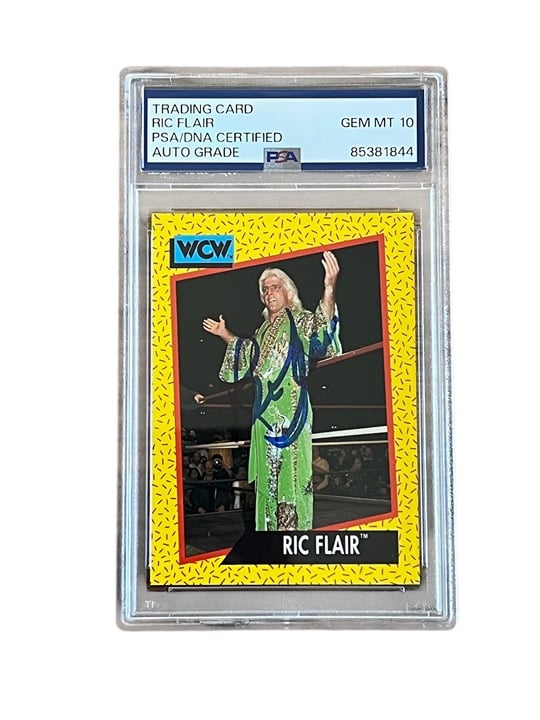 RIC FLAIR Signed 1991 Impel Wrestling Card #45 PSA #85381844