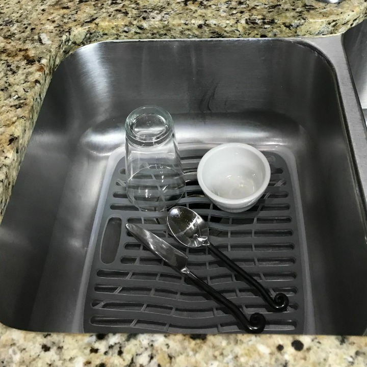 2 Pack Set Quick Drain Kitchen Sink Protector Mat Non-Slip Drain Pad - Gray