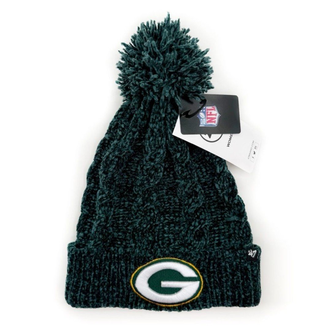Green Bay Packers Womens Knit Winter Hat Beanie NFL 47 Brand Pom Fuzzy Fan Gift