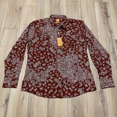 Boss Orange Label by Hugo Boss Fancy Slim Fit Paisley Print Burgundy XXXL 3XL
