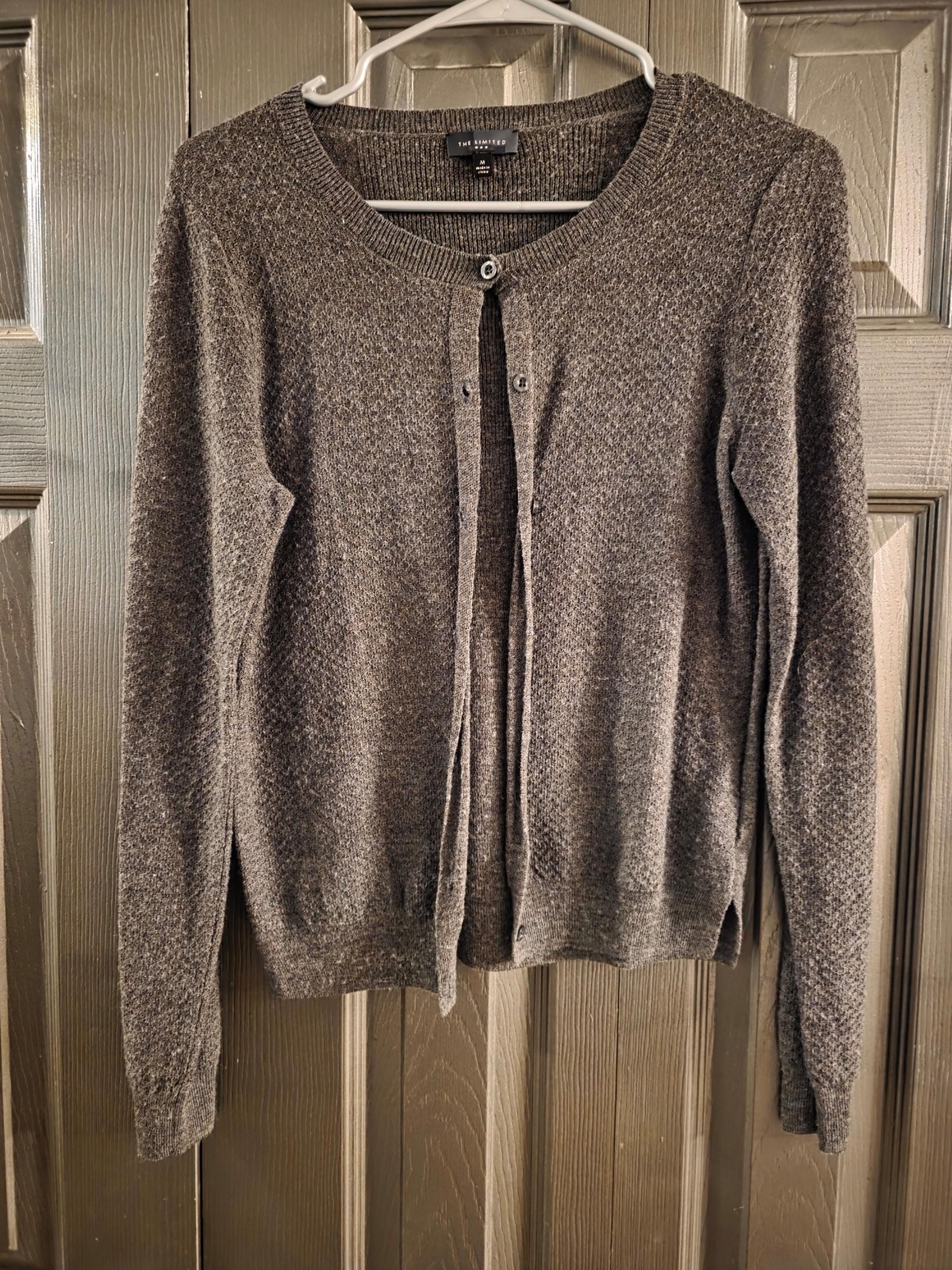 Charcoal Gray The Limited Cardigan - Classic Button Front Sweater - Size Medium