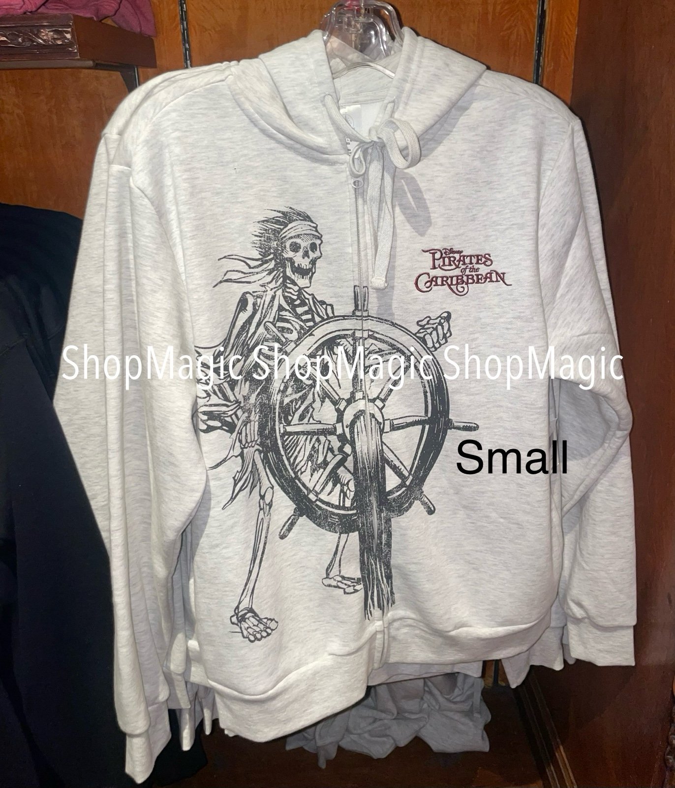 Disney Parks Pirates Of The Caribbean Zip UP Sweater-Grey