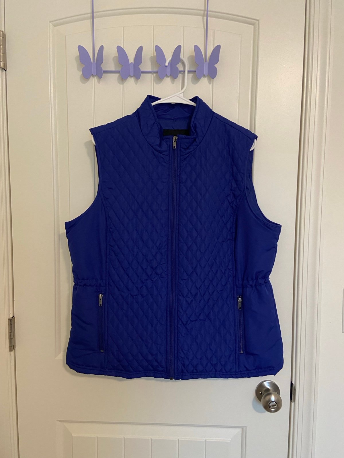 NWOT | Relativity Outwear women’s purple blue diamond stitch quilted vest — XL