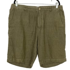 NWOT ZARA Shorts Men XL Linen Textured Green Zip Pocket
