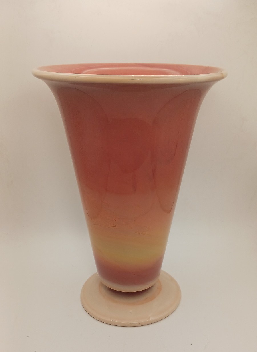 Vintage Tiffin Glass Vase Coral Slag Orange USA Made 7.75 Elegant Glassware