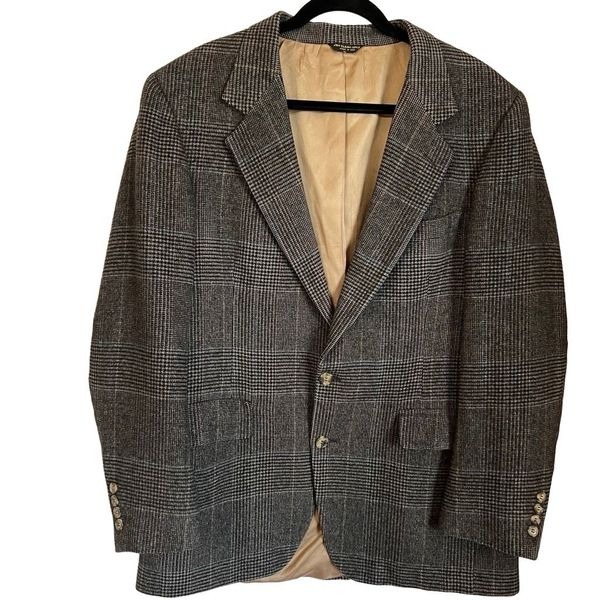 100% Camel Hair 42R BILL BLASS Men’s Blazer Gray Jacket EUC Dillard’s Plaid Soft