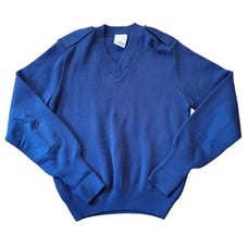 Military Equipment Corporation America 40R Wool Blue V Neck Sweater Button Epaul