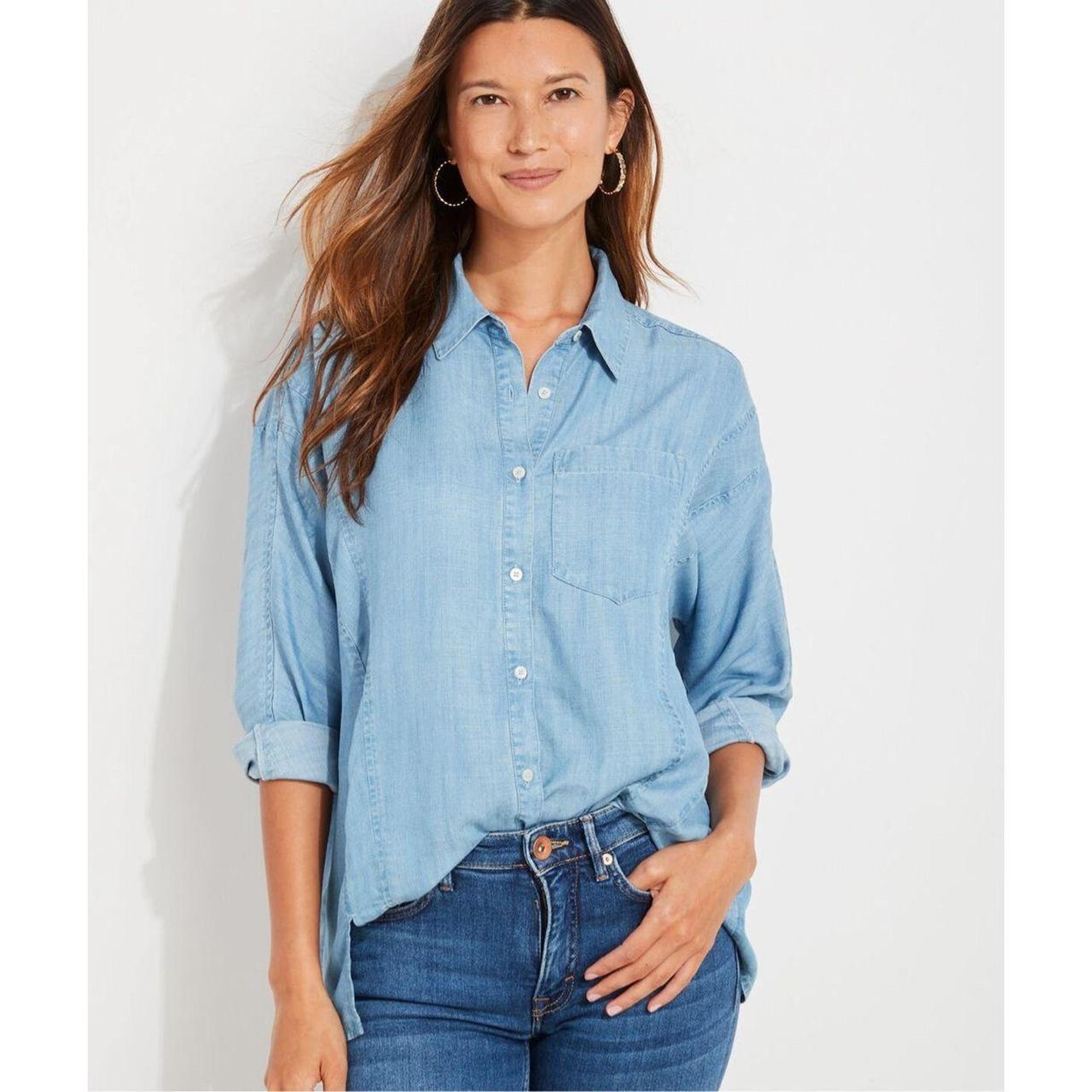 Vineyard Vines Blue Cuffed Sleeve Button Down Shirt
