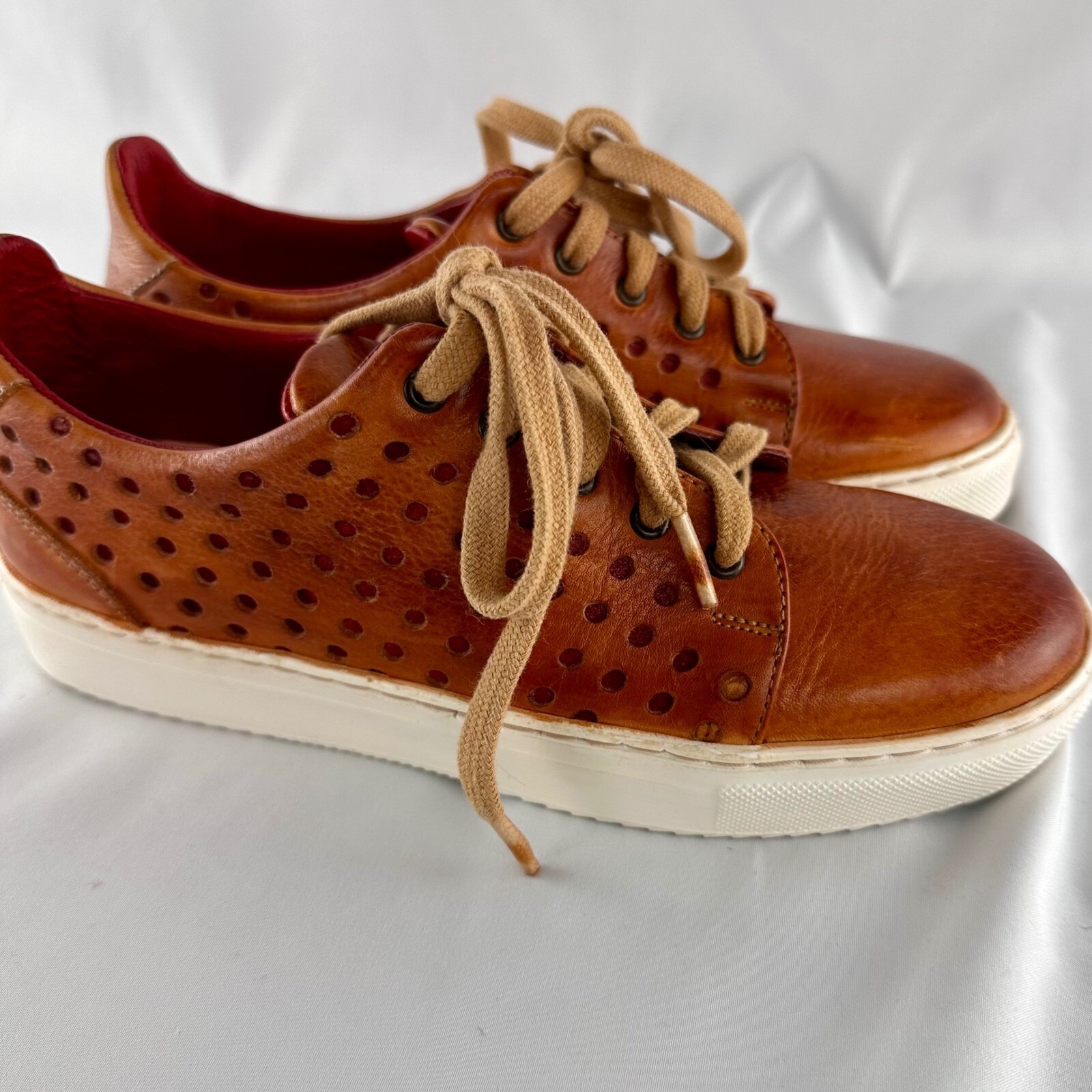 Bed Stu Lyne Leather Perforated Sneakers Casual Shoes Brown Lace Up Women's 5