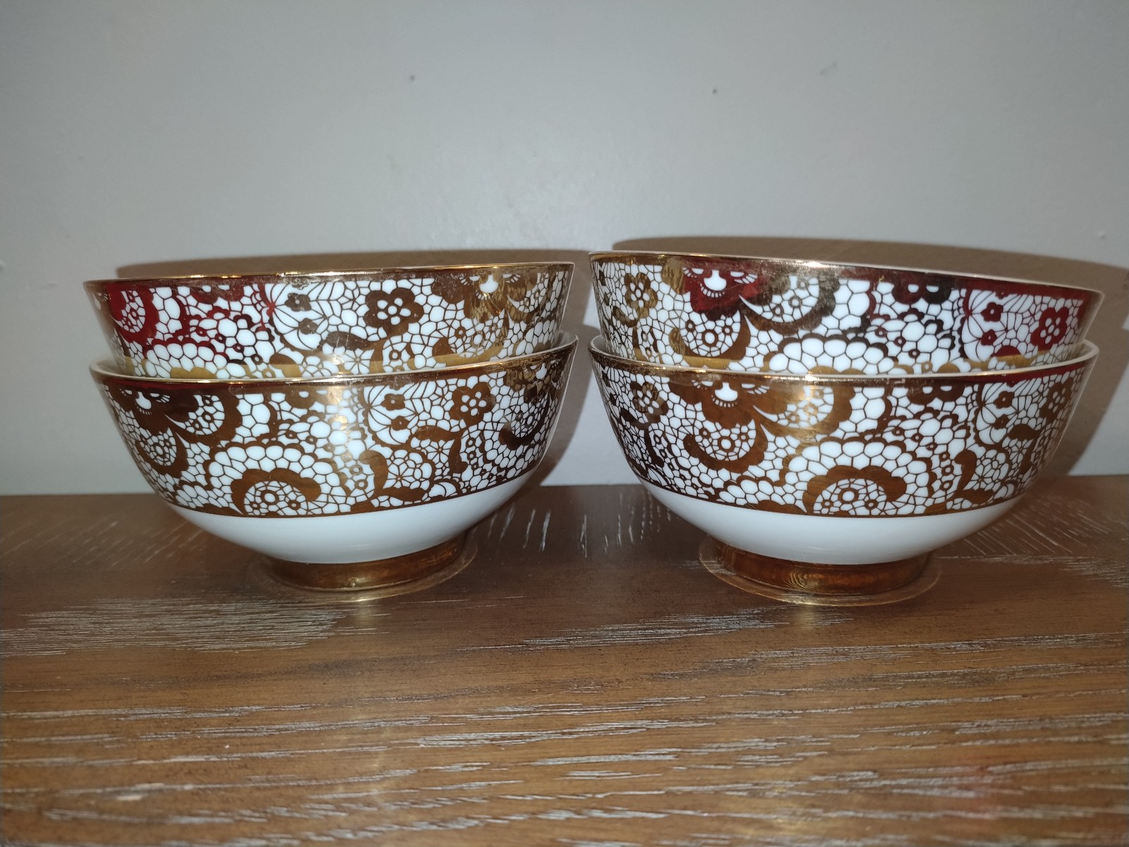 Vintage Charming Home Gold Design Bowls Dish Great China Mark Set of 4