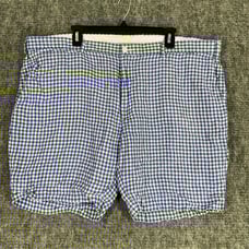 Polo Ralph Lauren Shorts Mens 42 Blue Check Linen Chino Straight Vintage 90s