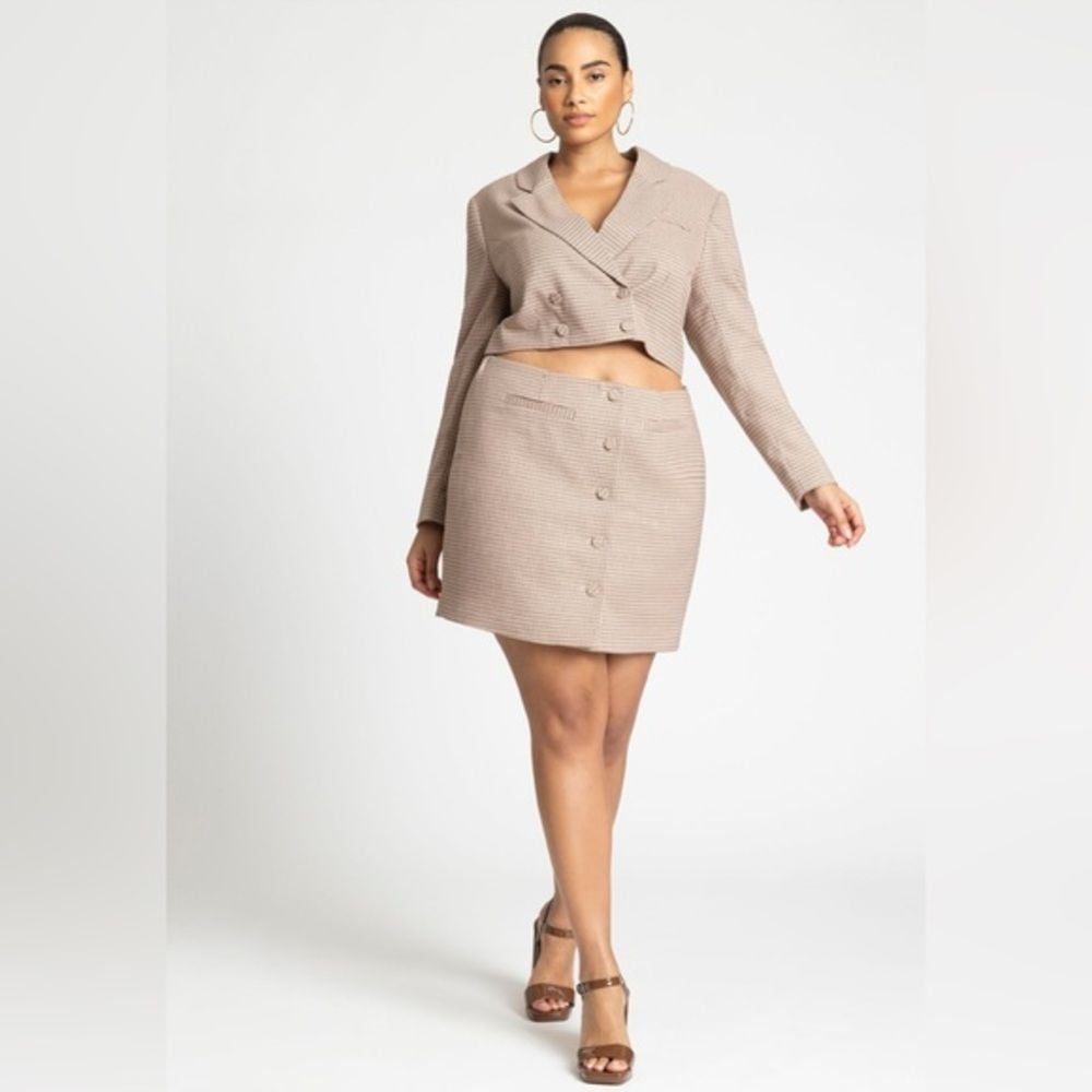 NWT ELOQUII Open Front Houndstooth Texture Blazer Dress- Sz 30