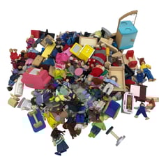 Preowned Mixed Mini Dollhouse Figures Dolls Accessories Furniture LOT 10 lbs