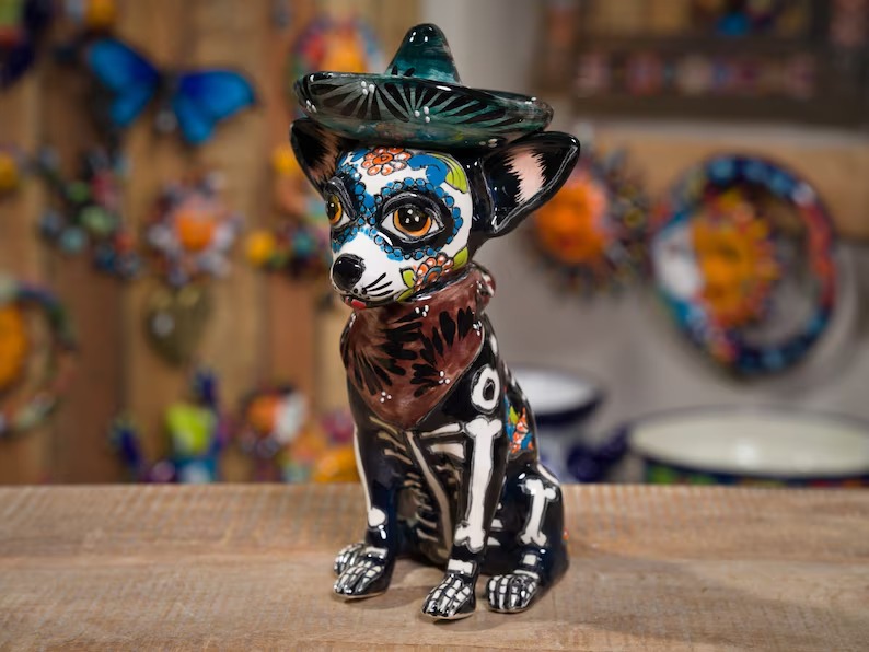 Chihuahua Dog Dia De Los Muertos Premium Quality Day Of The Dead Mexican Talaver