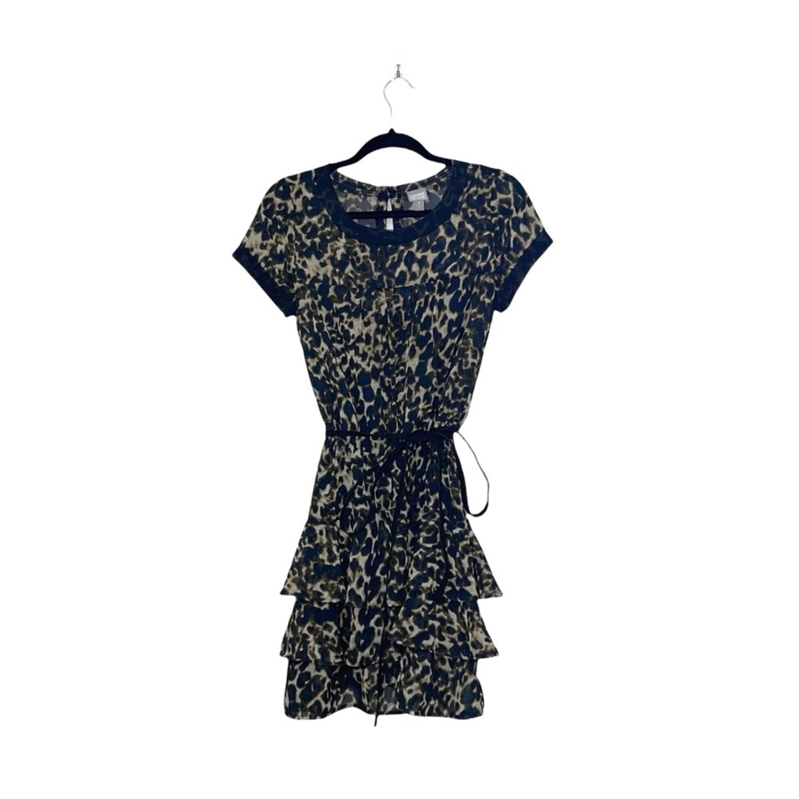 Converse NWT Tan & Black Leopard Print Layered Ruffle Mini Dress Small Women’s