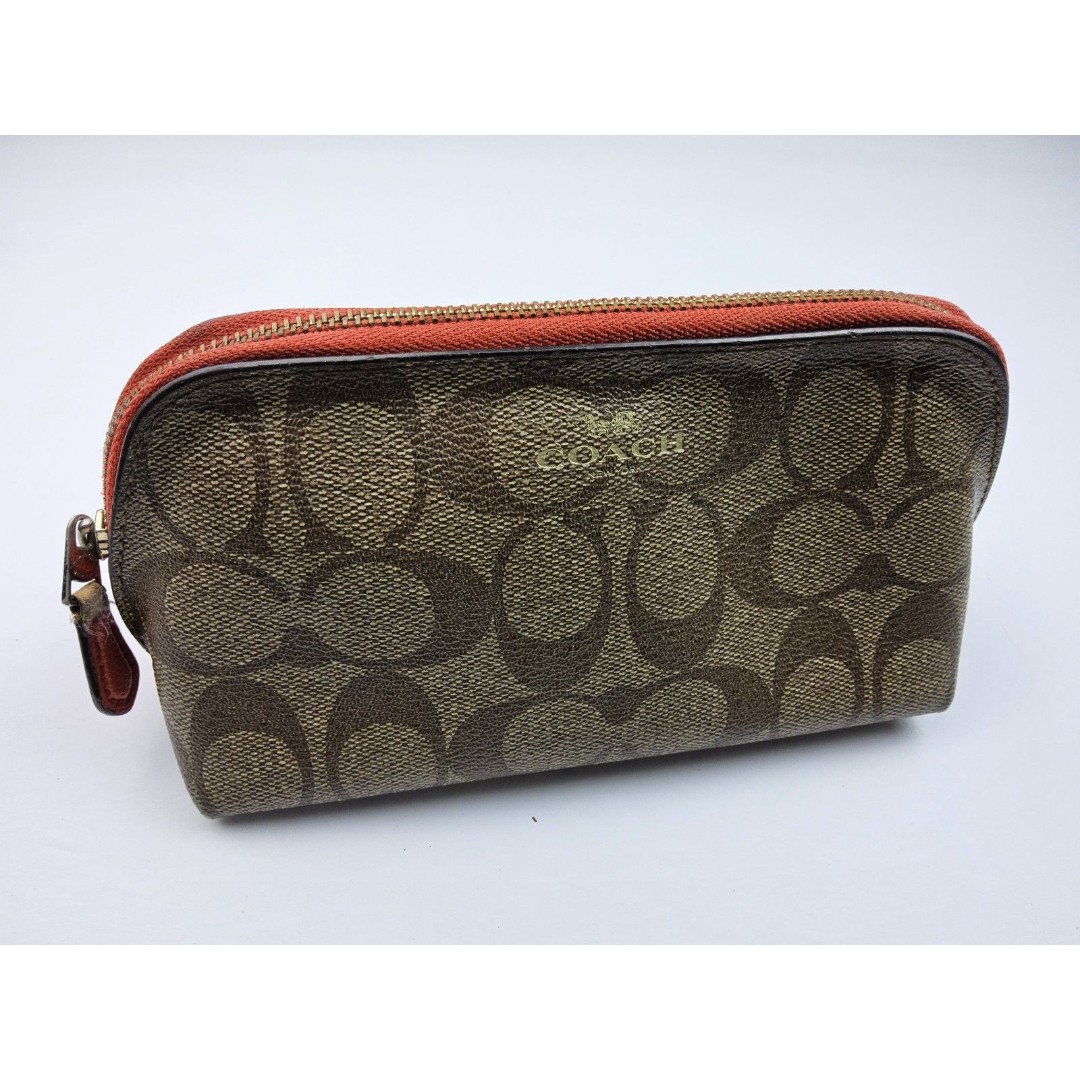 Coach Signature Makeup Cosmetic Bag Pouch Wallet Clutch