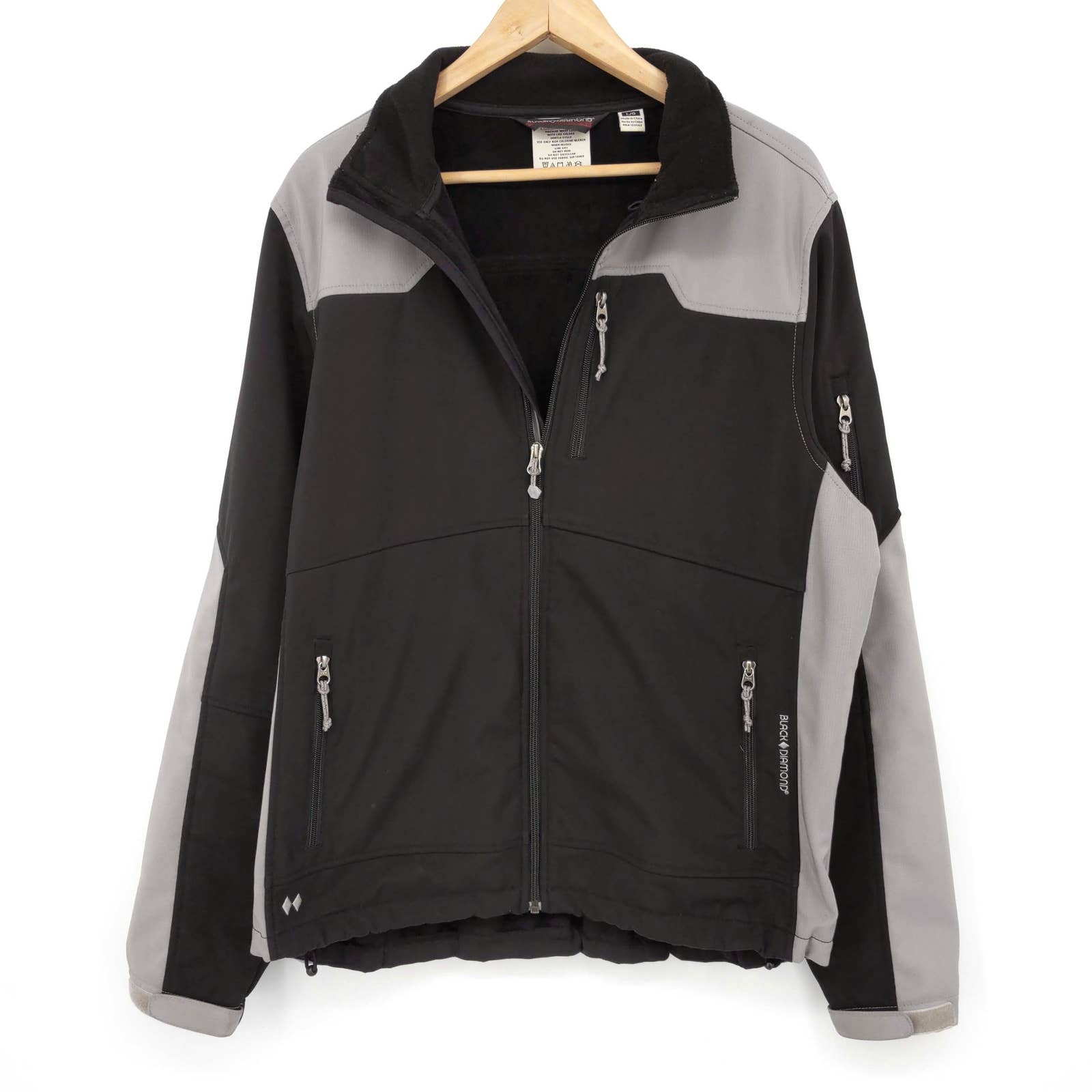 Black Diamond Double Diamond Softshell Fleece Jacket Ski Snow Black Gray Mens L