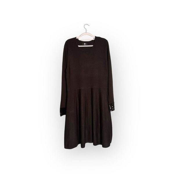 Jason Wu black sweater dress sequin sleeve cuffs women's size xl acrylic/nylon/s