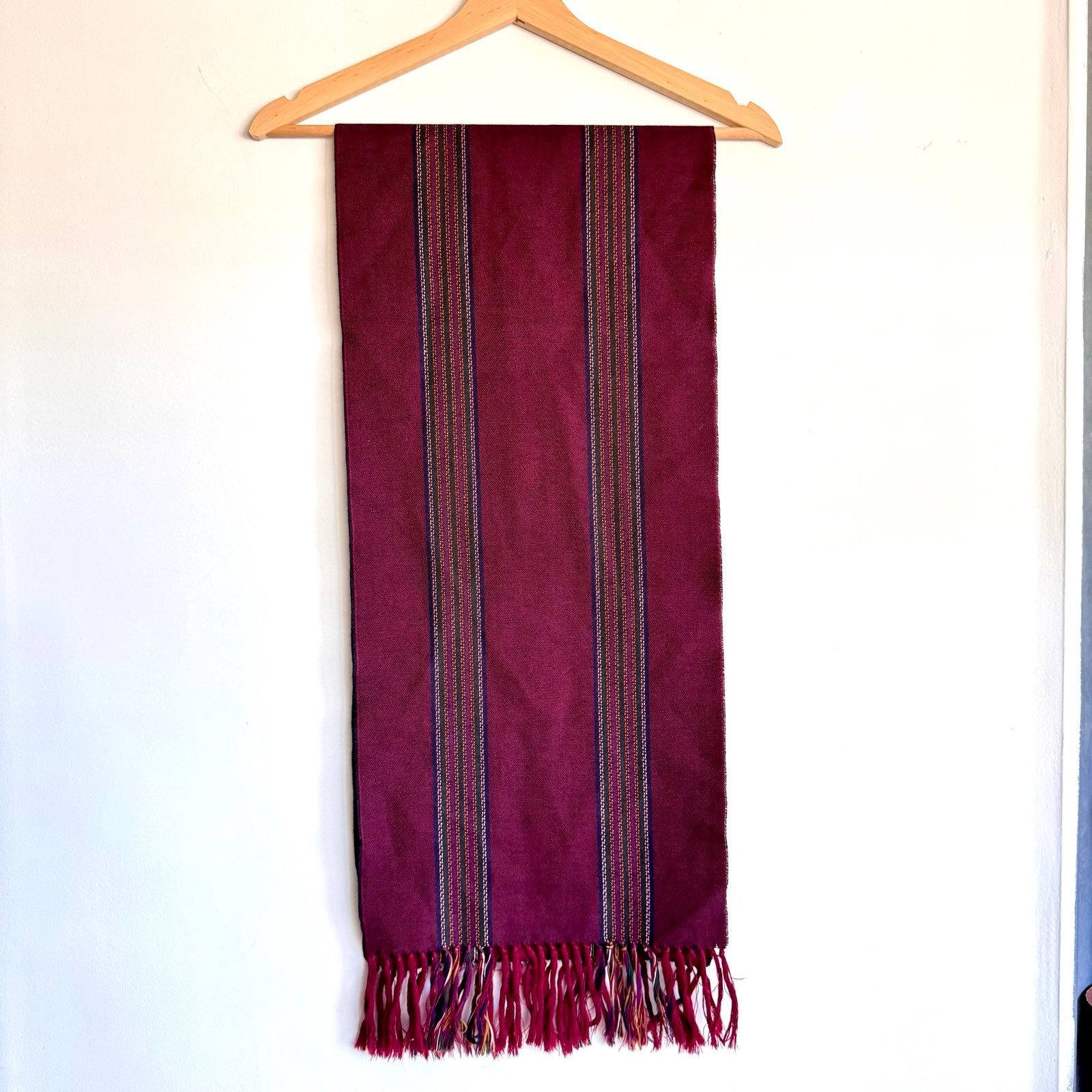 100% Superfine Lambswool Scarf Made In Western Germany Academia Preppy Burgundy