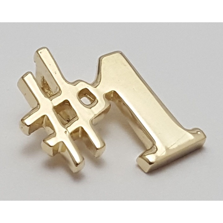 Beautiful 14K Karat Solid Yellow Gold Designer " #1 " Charm Pendant