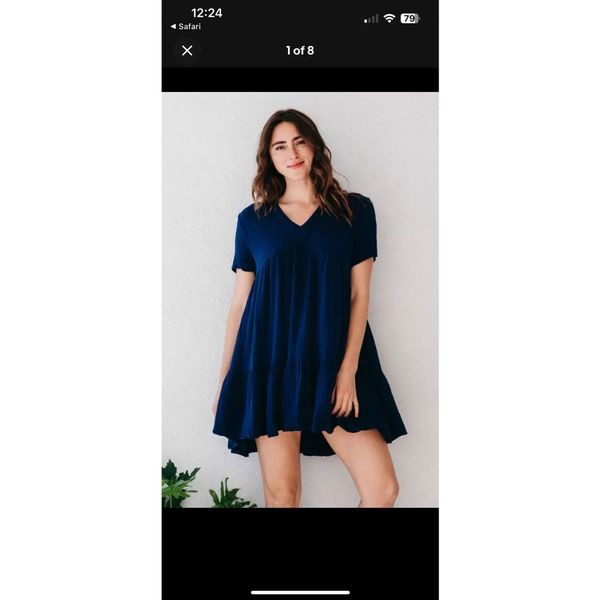 9 Seed Resort El Matador Navy Blue Cotton Tiered Mini Dress Sz Small