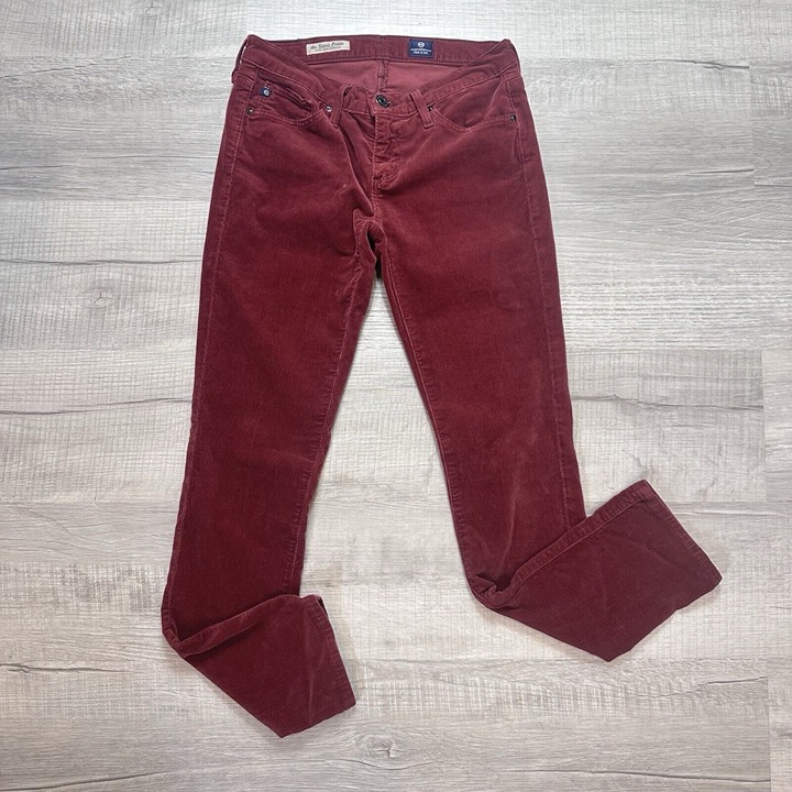 AG Adriano Goldschmied The Stevie Petite Slim Straight Red Corduroy Pants 25P