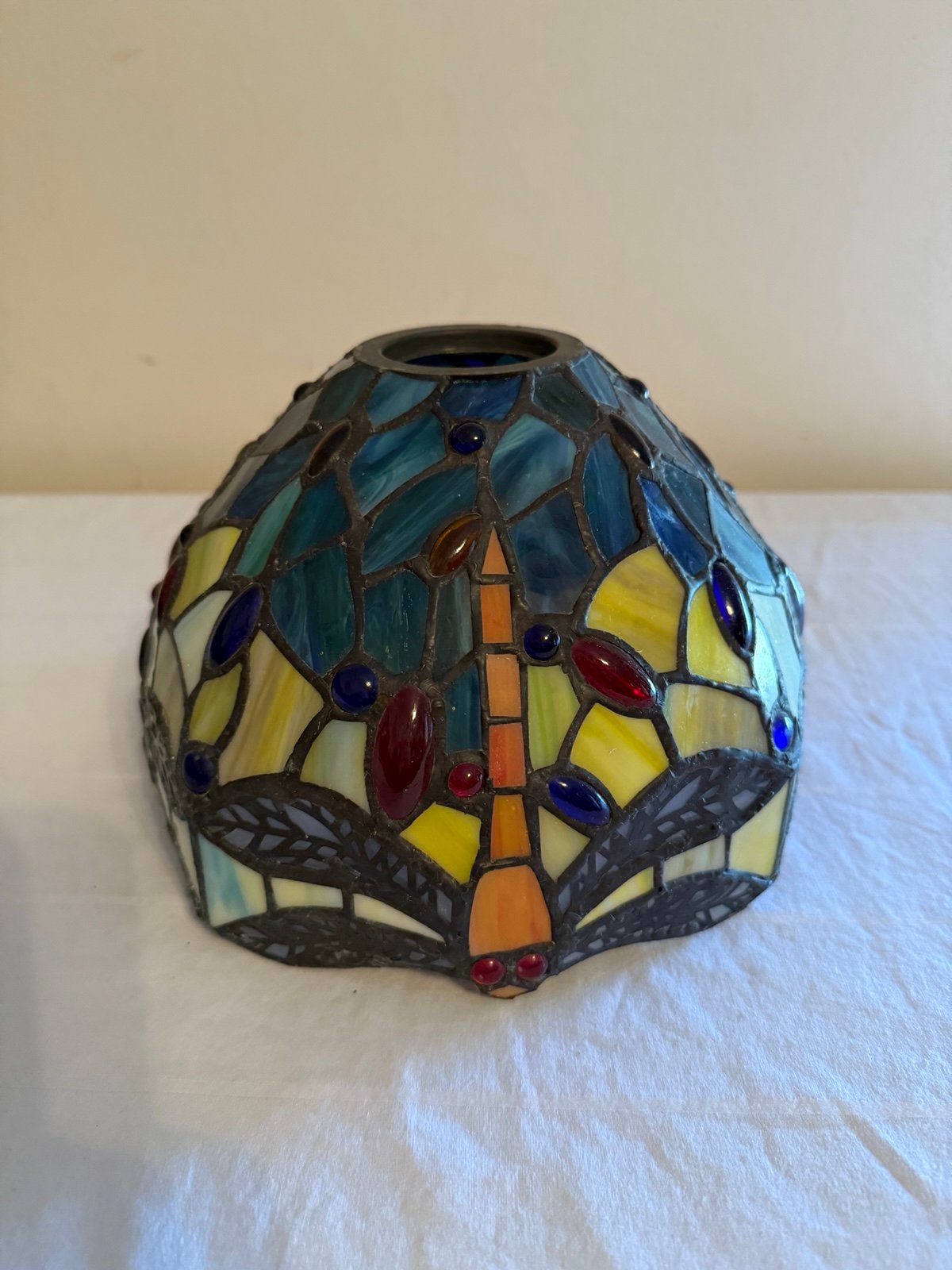 Vintage Tiffany Style Replacement Dragonfly Lampshade Stained Glass 8”