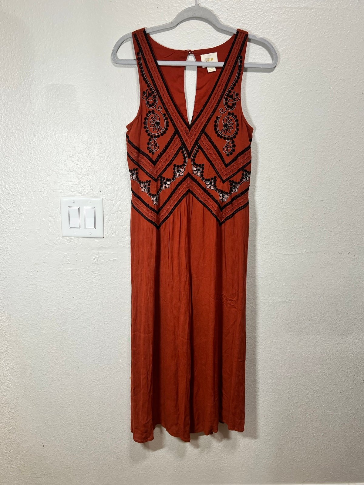 NWOT Anthropologie Maeve Women’s Embroidered Desert Jumpsuit Brown Sz 0