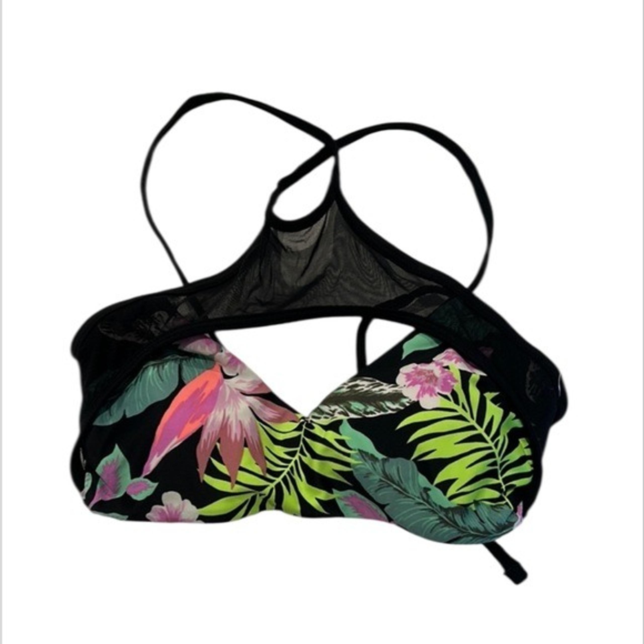 Xhilaration tropical print mesh halter bikini swimsuit top size medium