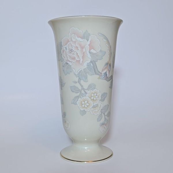 Lenox Vase Floral Bird Gold Trim Ivory Elegant