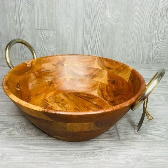 Natural wood hand carved in India wooden large fruit bowl decorative bowl wood
